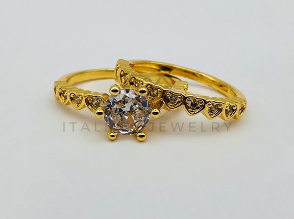 Anillo de Dama - 106032 - Anillo Alianza Corazones Circonia Clara Laminado 18K