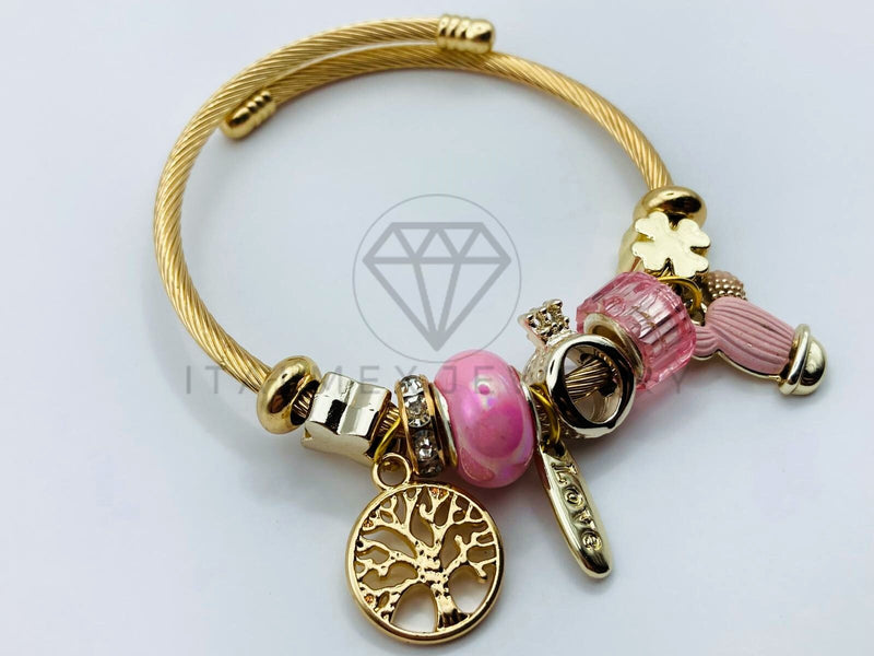 Pulsera de Lujo - 105851 - Pulsera PDR Arbol de la Vida Circonia Rosa Oro Laminado 18K