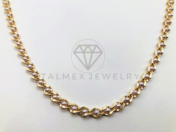 Collar Elegante - 105955 -Collar Perlas de Rio Oro Laminado 18K