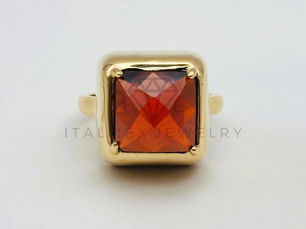 Anillo de Dama - 106104 - Anillo Circonia Extra Grande Roja - Oro Laminado