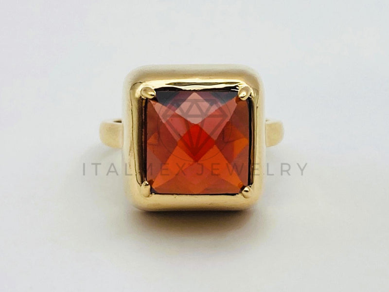 Anillo de Dama - 106104 - Anillo Circonia Extra Grande Roja - Oro Laminado