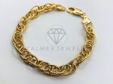 Pulsera de Lujo - 105920 - Pulsera Eslabon Italiano Ovalado Oro Laminado 18K