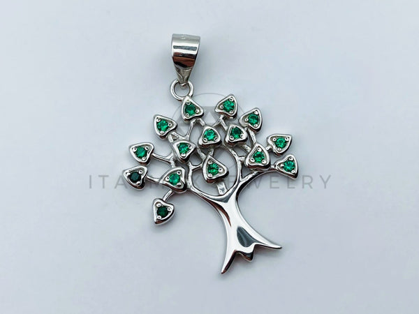 Dije de Lujo - 106070 - Dije Arbol de la Vida Circonia Verde - Plata .925