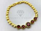 Pulsera de Lujo - 105968 -Pulsera Redonda con Circonia Roja - Oro Laminado