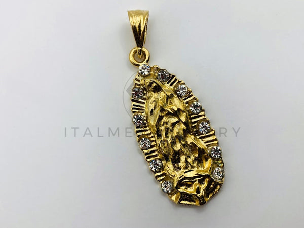 Dije Religioso - 100442 - Virgen de Guadalupe con Circonia Clara Oro Laminado 18K