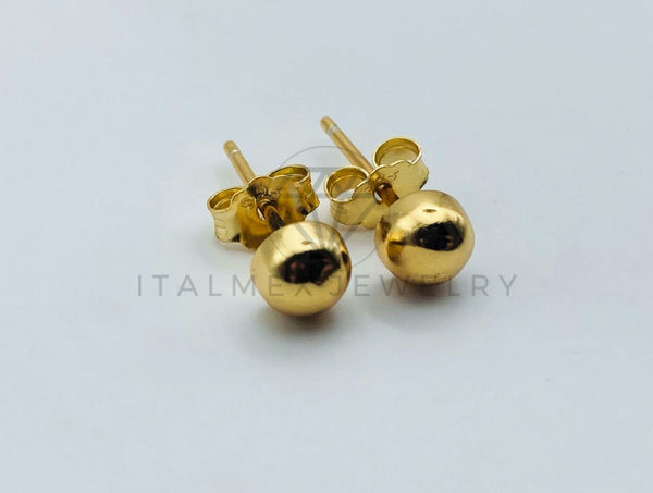 Arete de Lujo - 105945 - Broquel Bola 5mm Baño Dorado Plata .925