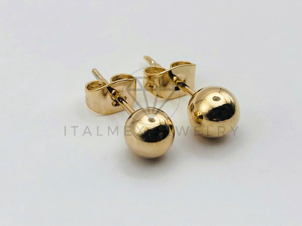 Arete de Lujo - 106168 - Broquel Bola Lisa - Oro Laminado 18K