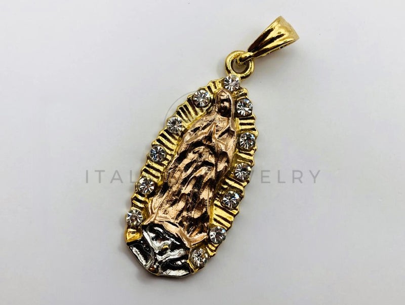 Dije Religioso - 100443 - Virgen de Guadalupe con Circonia Clara Oro Laminado 18K