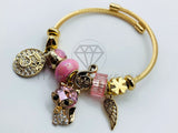 Pulsera de Lujo - 105850 - Pulsera PDR Gatito Circonia Rosa Oro Laminado 18K