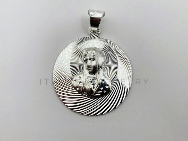 Dije Religioso - 102970 - Medalla Diamantada Virgen Maria Plata .925