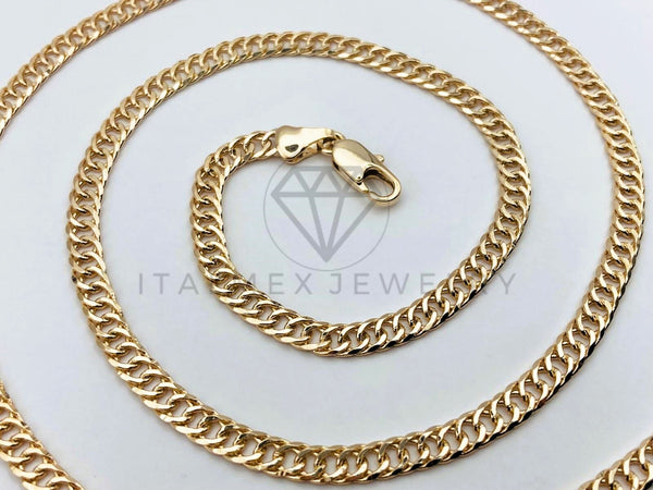 Cadena Clasica - 106175 - Estilo Cubana Italiana 4mm x 24 Pulgadas - Oro Laminado 18K