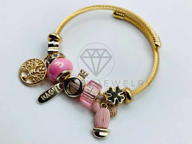 Pulsera de Lujo - 105851 - Pulsera PDR Arbol de la Vida Circonia Rosa Oro Laminado 18K