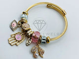 Pulsera de Lujo - 105846 - Pulsera PDR Ojo Turco y Mano Rosa Oro Laminado 18K