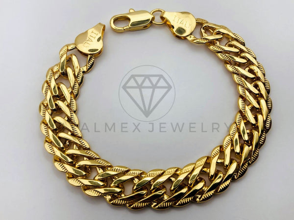 Pulsera de Lujo - 104420 - Diseño Double Link 10mm/7 Pulgadas - Oro Laminado 18K