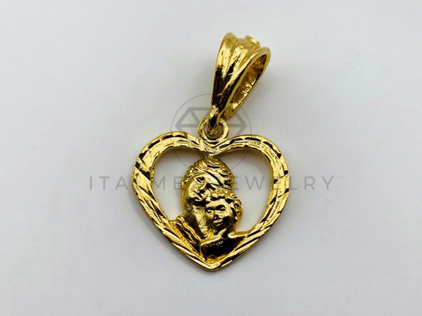 Dije de Lujo - 104185 - Dije Corazón Madre e Hijo - Oro Laminado 18K