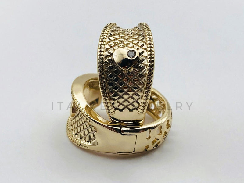 Arete de Lujo - 106124 - Huggie de Corazon Diamantado - Oro Laminado 18K