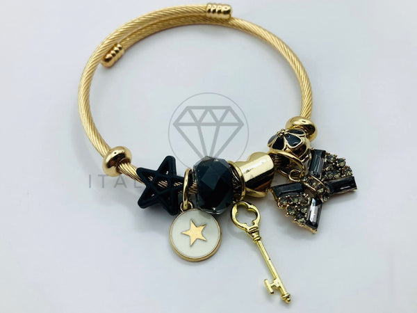 Pulsera de Lujo - 105843 - Pulsera PDR Sombreros y Moños Negros Oro Laminado 18K