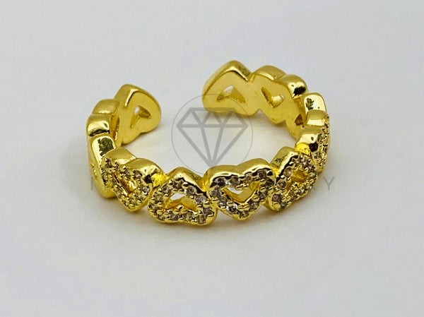 Anillo de Dama - 106029 - Anillo Corazones con Circonia Clara Oro Laminado 18K