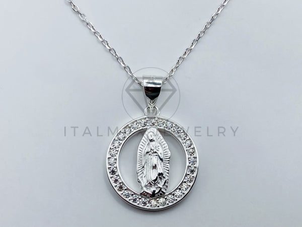 Collar de Lujo - 105949 - Collar Virgen de Guadalupe Circonia Clara Plata .925