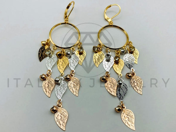 Arete de Lujo - 105530 - Arete de Hojas Filigrana Oro Laminado 18K