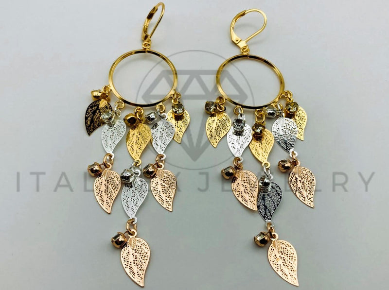 Arete de Lujo - 105530 - Arete de Hojas Filigrana Oro Laminado 18K