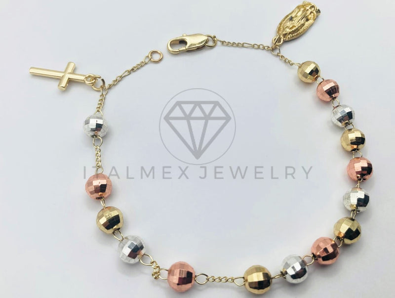 Pulsera de Lujo - 102865 - Misterio Bola Facetada Virgen y Cristo - Oro Laminado 18K