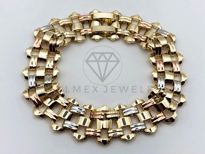 Pulsera de Lujo - 106213 -Pulsera Eslabon Rolex 3 Oros - Oro Laminado