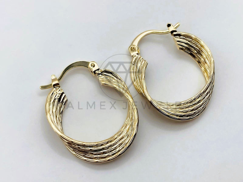 Arete de Lujo - 106153 - Arracada Triple Lazo 20mm - Oro Laminado 18K