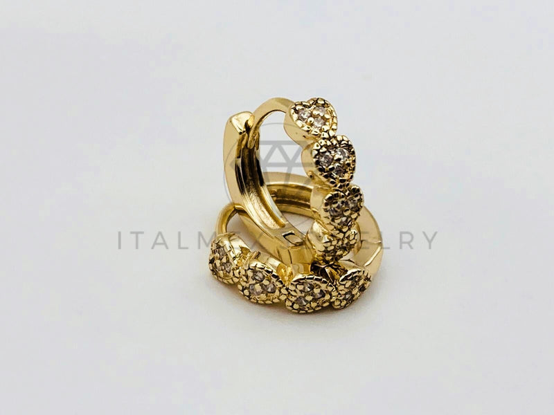 Arete de Lujo - 106126 - Huggie Corazon Circonia Clara - Oro Laminado 18K