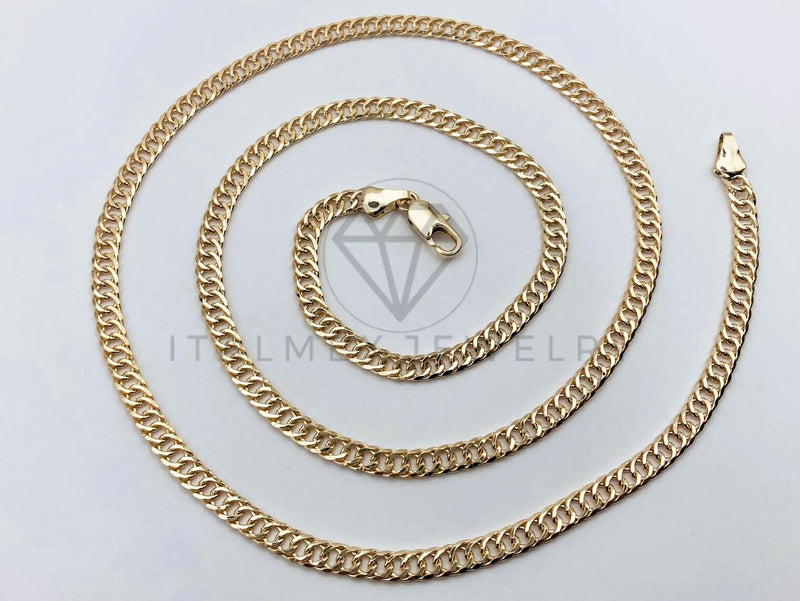 Cadena Clasica - 106175 - Estilo Cubana Italiana 4mm x 24 Pulgadas - Oro Laminado 18K