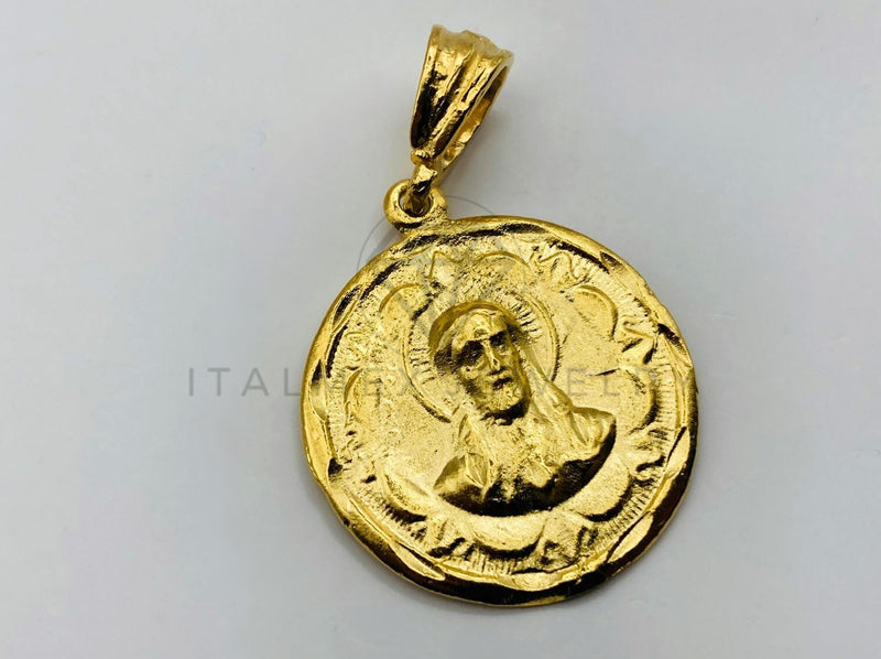 Dije Religioso - 100417 - Medalla Religiosa de Doble Cara Dorada Oro Laminado 18K