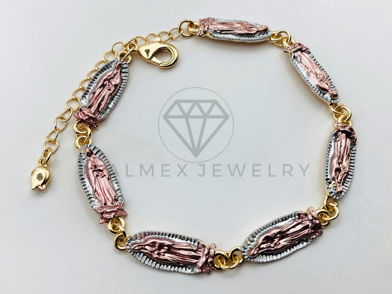 Pulsera de Lujo - 105972 -Pulsera Dijes Virgen de Guadalupe 3 Oros - Oro Laminado