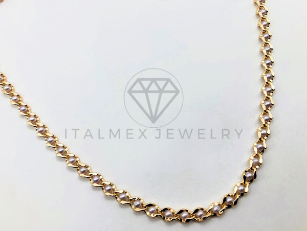 Collar Elegante - 105955 -Collar Perlas de Rio Oro Laminado 18K