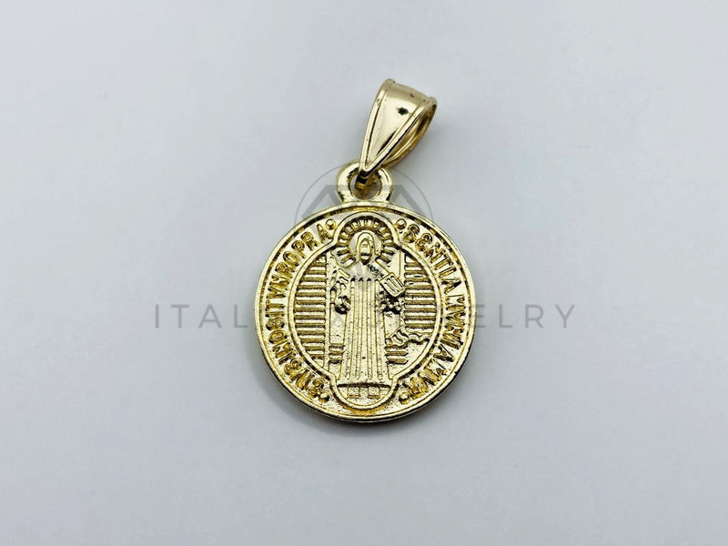 Dije de Lujo - 105726 - Dije Medalla San Benito Chico Oro Laminado 18K