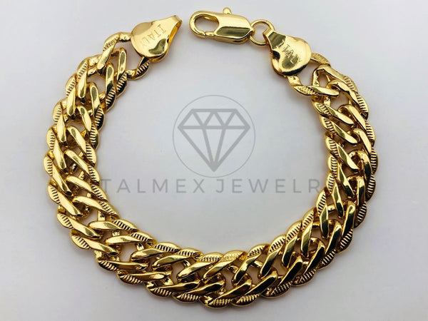 Pulsera de Lujo - 104421 - Diseño Double Link 10mm/8 Pulgadas - Oro Laminado 18K