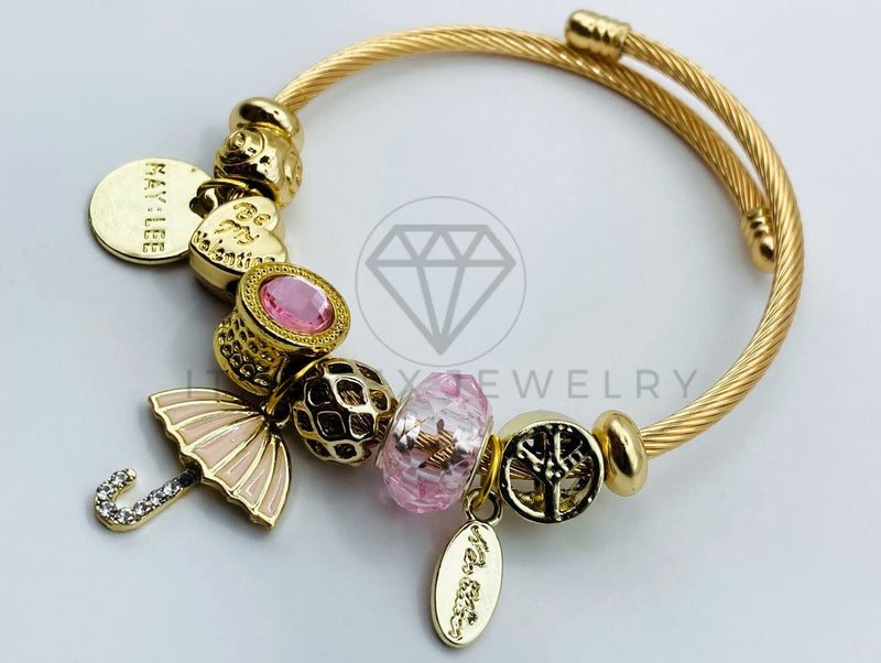 Pulsera de Lujo - 105848 - Pulsera PDR Paraguas y Dijes Dorados Oro Laminado 18K