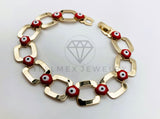 Pulsera de Lujo - 106199 - Pulsera Eslabon y Ojo Turco Rojo - Oro Laminado