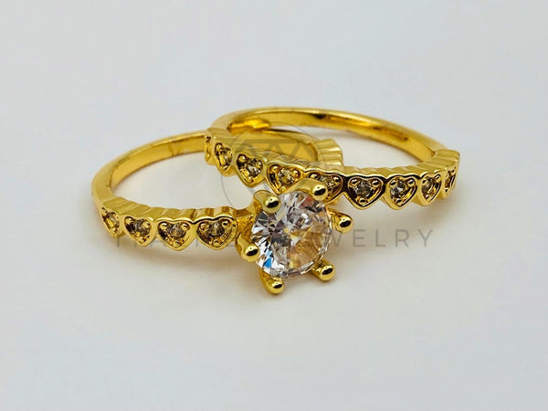 Anillo de Dama - 106032 - Anillo Alianza Corazones Circonia Clara Laminado 18K