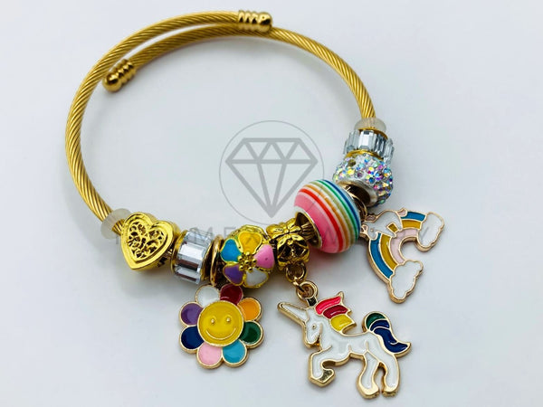 Pulsera de Lujo - 105853 - Pulsera PDR Unicornio y Arcoiris Oro Laminado 18K