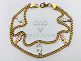 Pulsera de Lujo - 100108 - Santa Muerte con Cadena Cubana Oro Laminado 18K