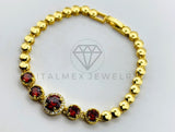 Pulsera de Lujo - 105968 -Pulsera Redonda con Circonia Roja - Oro Laminado