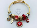 Pulsera de Lujo - 105847 - Pulsera PDR Ojo Turco Rojo Oro Laminado 18K