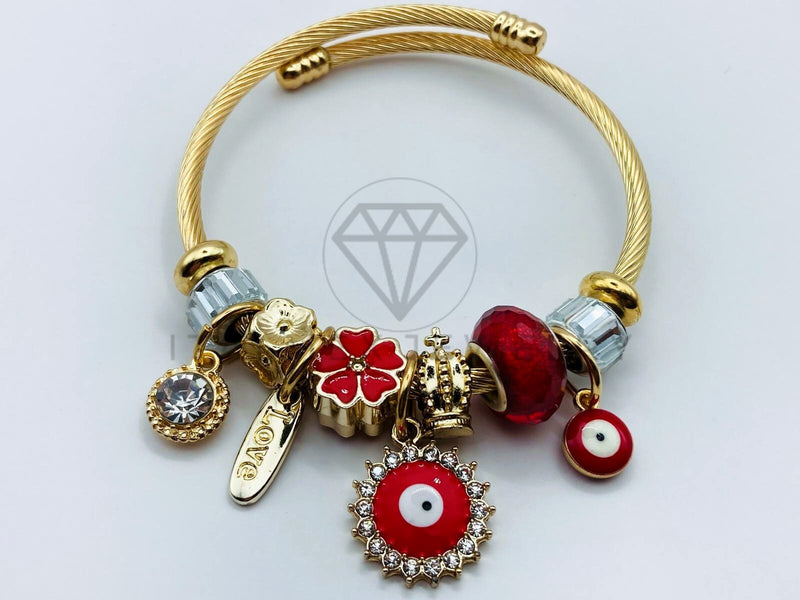 Pulsera de Lujo - 105847 - Pulsera PDR Ojo Turco Rojo Oro Laminado 18K