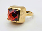 Anillo de Dama - 106104 - Anillo Circonia Extra Grande Roja - Oro Laminado