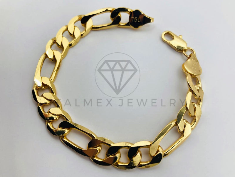 Pulsera de Lujo - 104422 - Diseño Figaro Clasica 10mm/7 Pulgadas - Oro Laminado 18K