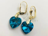 Arete de Lujo - 103063 - Arete Estilo Corazón CZ Azul Oro Laminado 18K