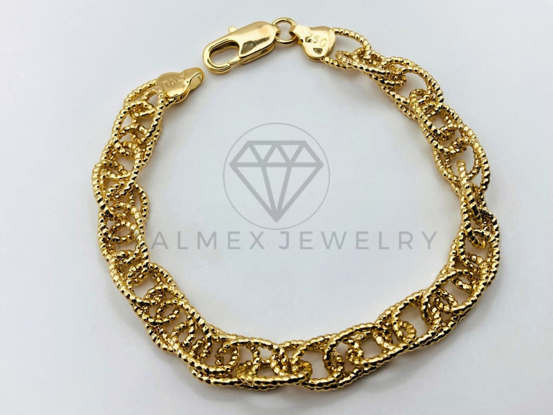 Pulsera de Lujo - 105920 - Pulsera Eslabon Italiano Ovalado Oro Laminado 18K