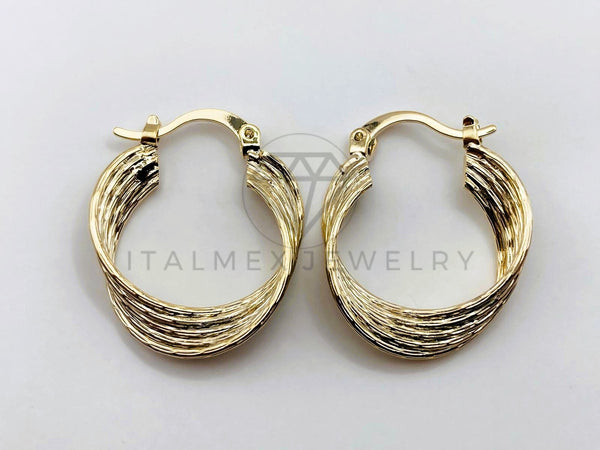 Arete de Lujo - 106153 - Arracada Triple Lazo 20mm - Oro Laminado 18K