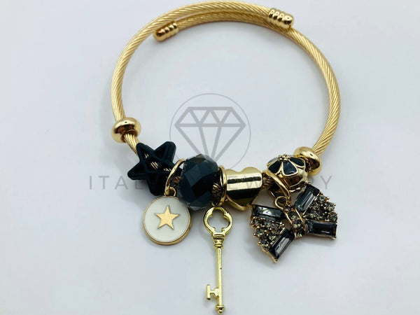 Pulsera de Lujo - 105843 - Pulsera PDR Sombreros y Moños Negros Oro Laminado 18K