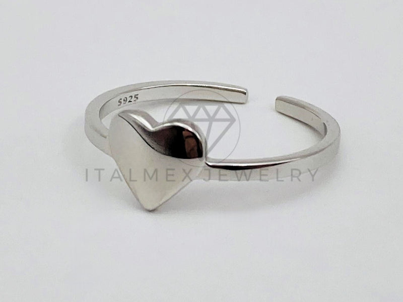 Anillo de Dama - 104128 - Anillo Ajustable Corazón Liso - Plata .925